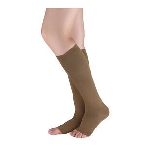 Toeless Compression Socks Knee High Breathable High Stretchy One Size Brown